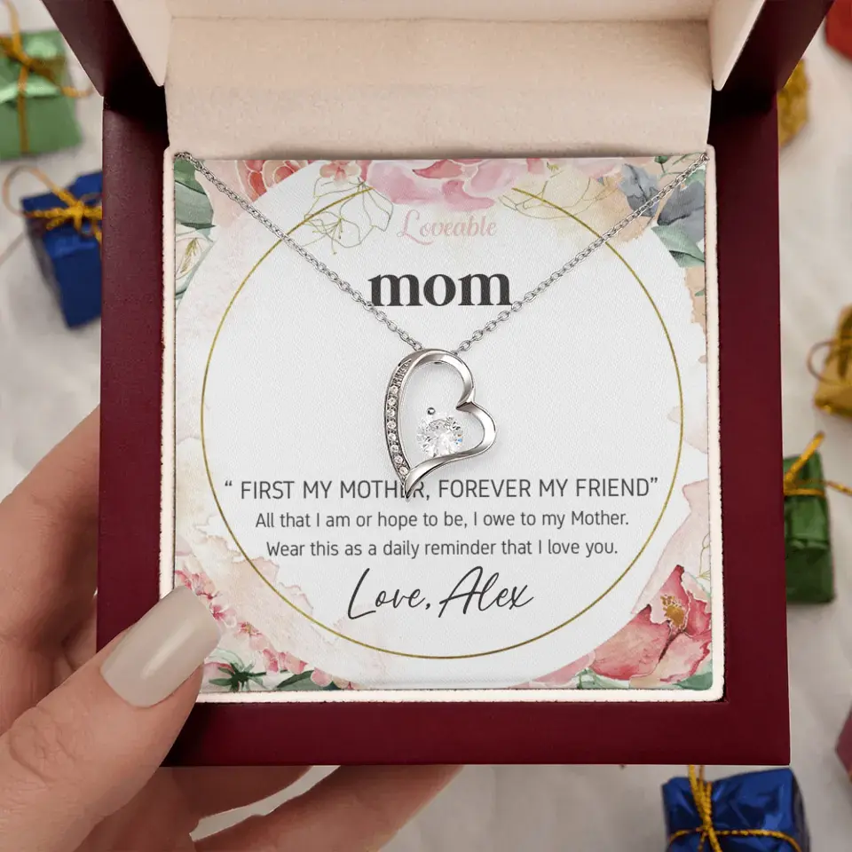 Mom First Mother Forever Friend Daily Reminder that I Love You Necklace for Mommy from Kid - Image 75