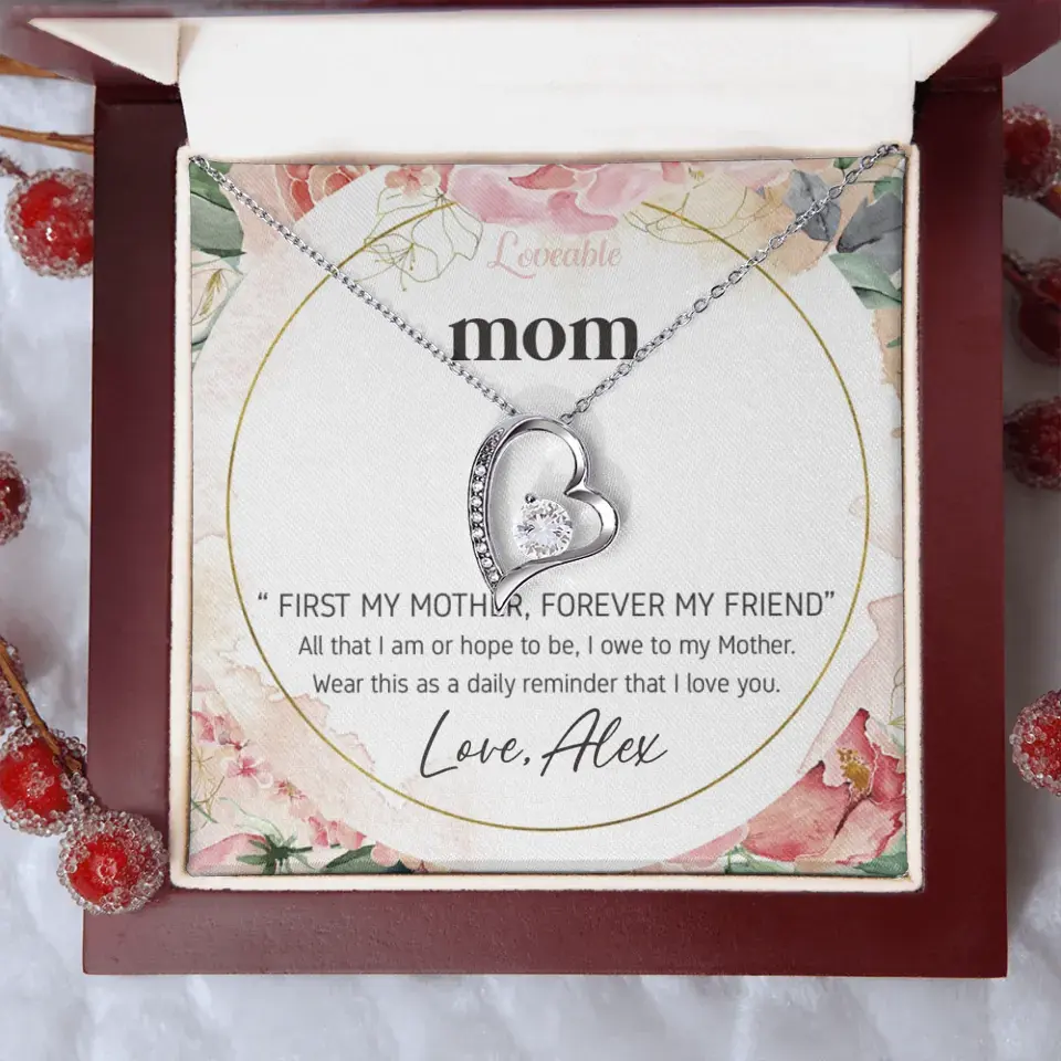 Mom First Mother Forever Friend Daily Reminder that I Love You Necklace for Mommy from Kid - Image 76
