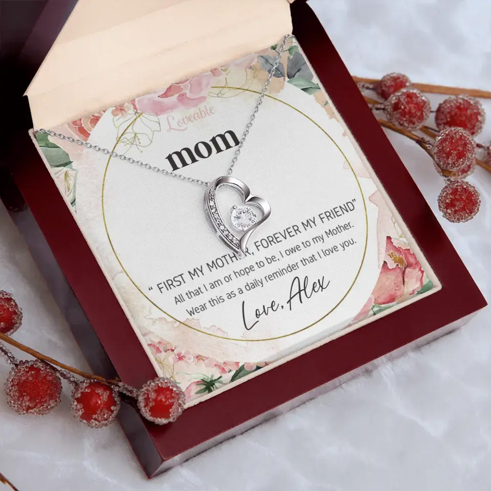 Mom First Mother Forever Friend Daily Reminder that I Love You Necklace for Mommy from Kid - Image 77