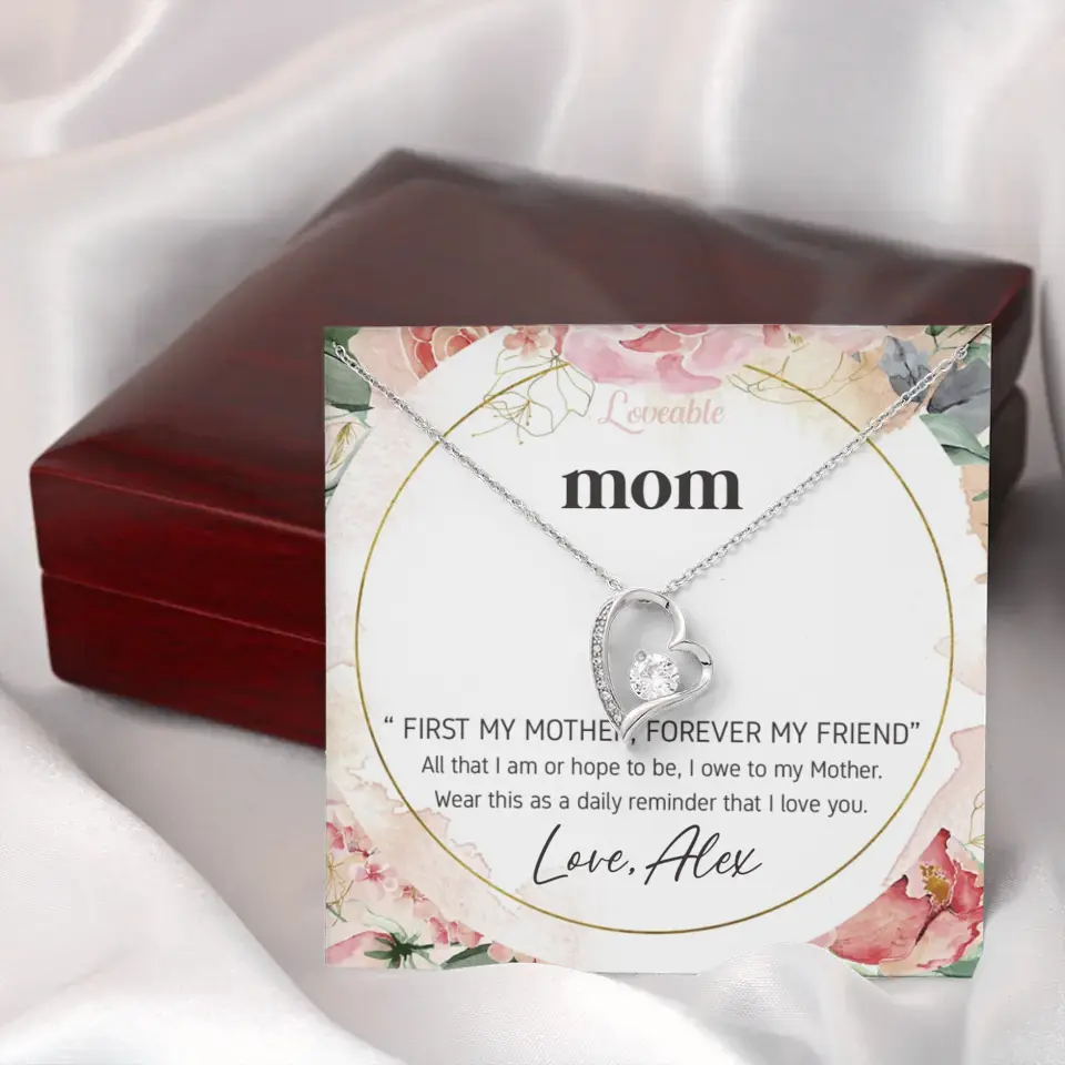 Mom First Mother Forever Friend Daily Reminder that I Love You Necklace for Mommy from Kid - Image 80