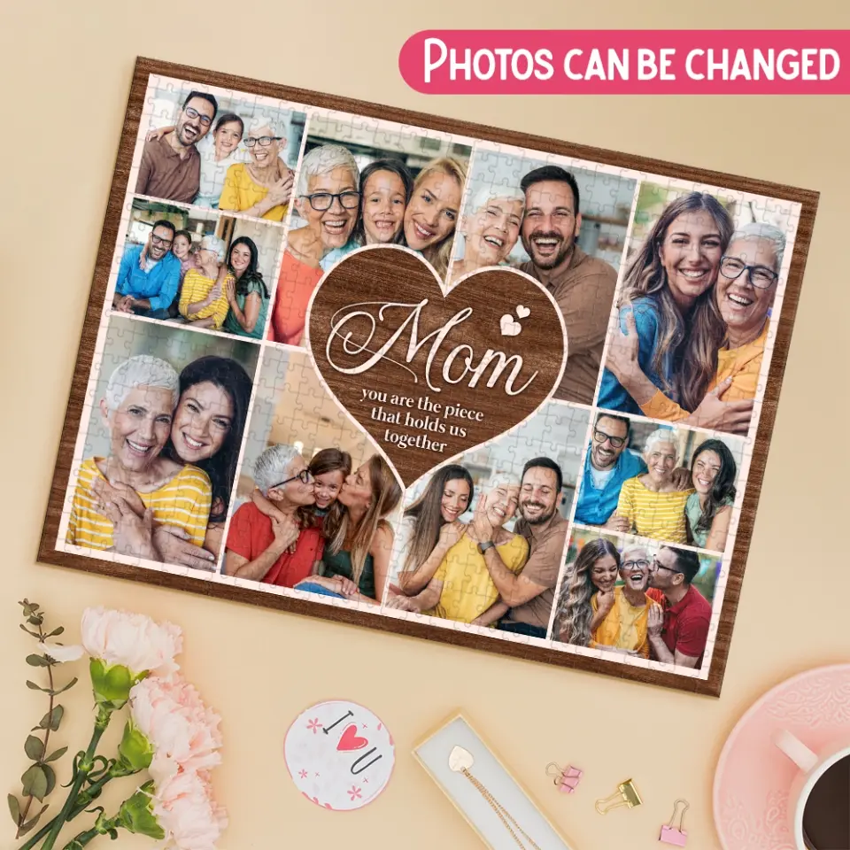 Mom Puzzle with Pictures - Holds Us Together - Custom Jigsaw Puzzles - Personalized Photo Puzzle - Birthday, Thanksgiving, Christmas Gifts for Mom - Image 8