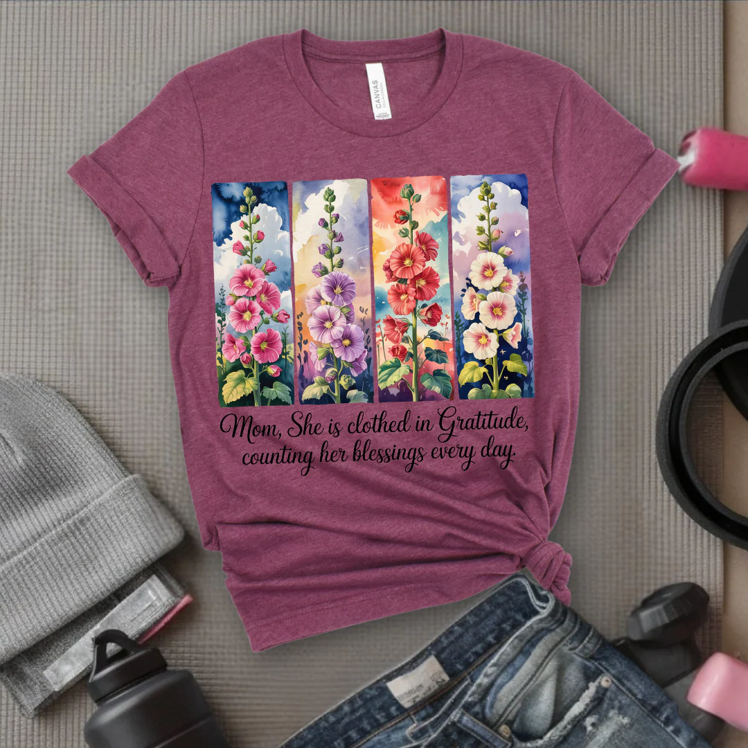 Mom, She Is Clothed In Gratitude - Mother's Day Gifts - Women Empower Feminist Tee - Bella Canvas 3001 - Image 2