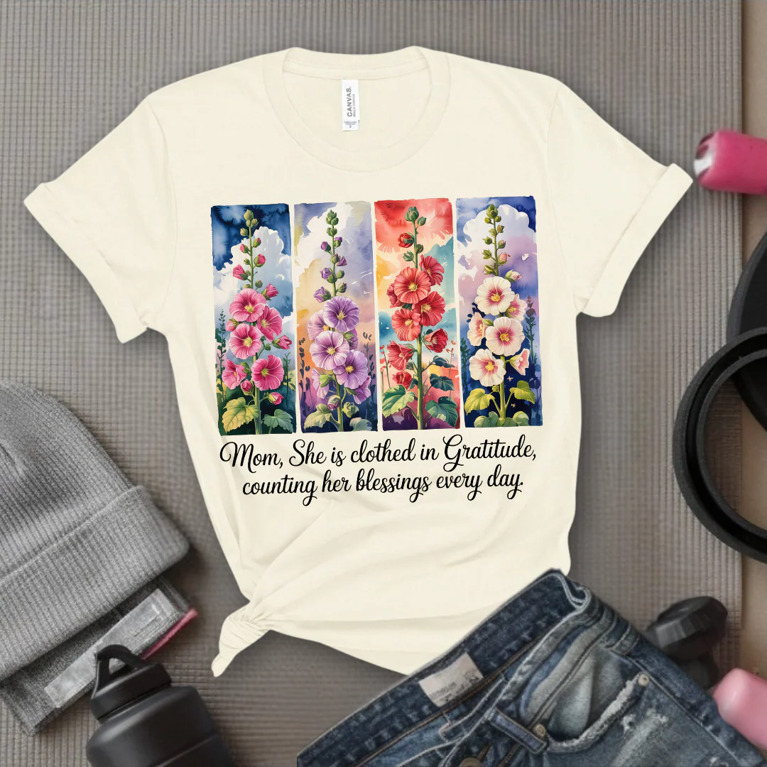 Mom, She Is Clothed In Gratitude - Mother's Day Gifts - Women Empower Feminist Tee - Bella Canvas 3001 - Image 4