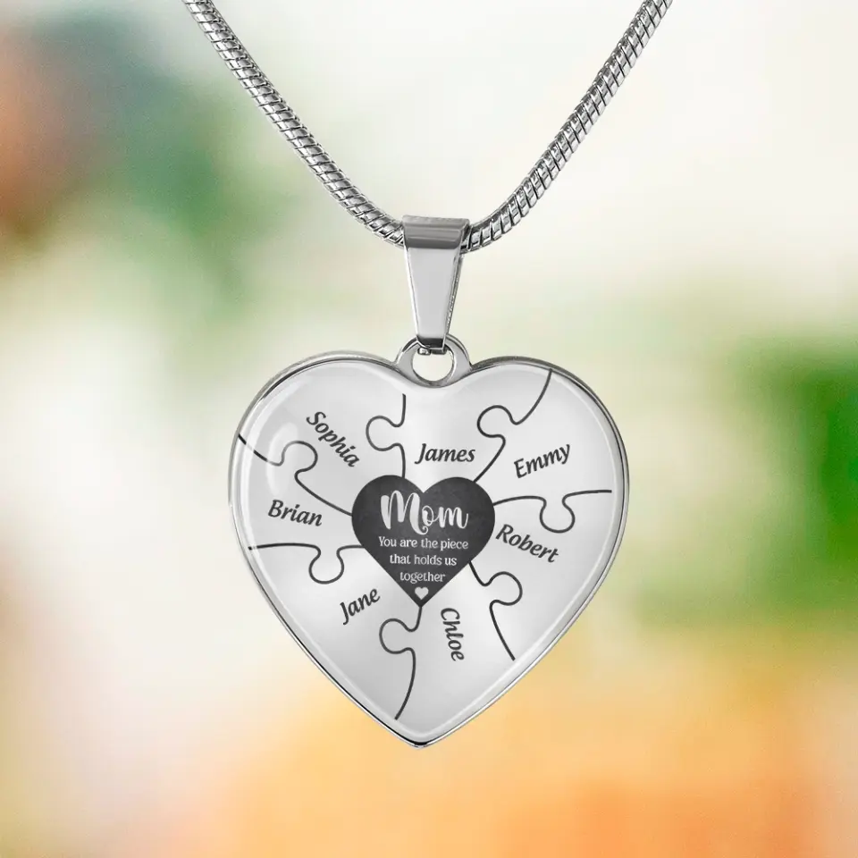 Mom You Are The Piece Personalized Heart Necklace - Image 3