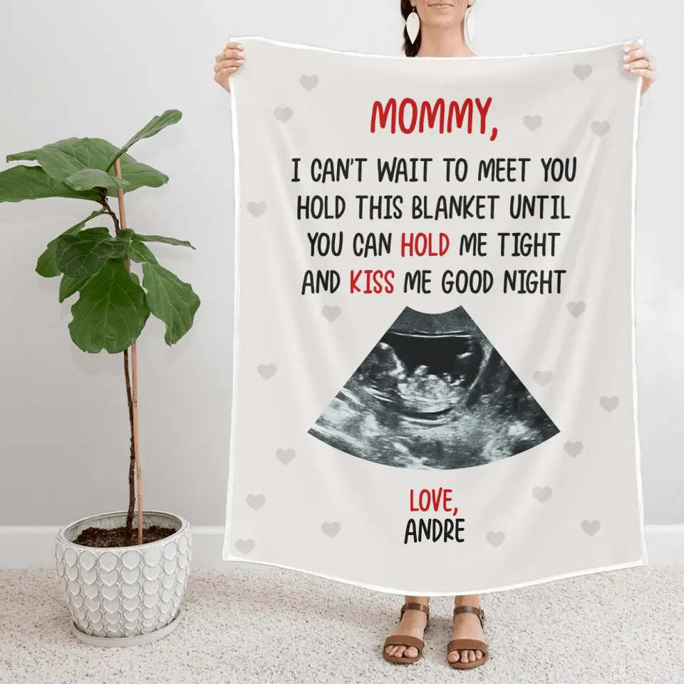 Mommy I Can't Wait To Meet You Personalized Blanket - Image 2