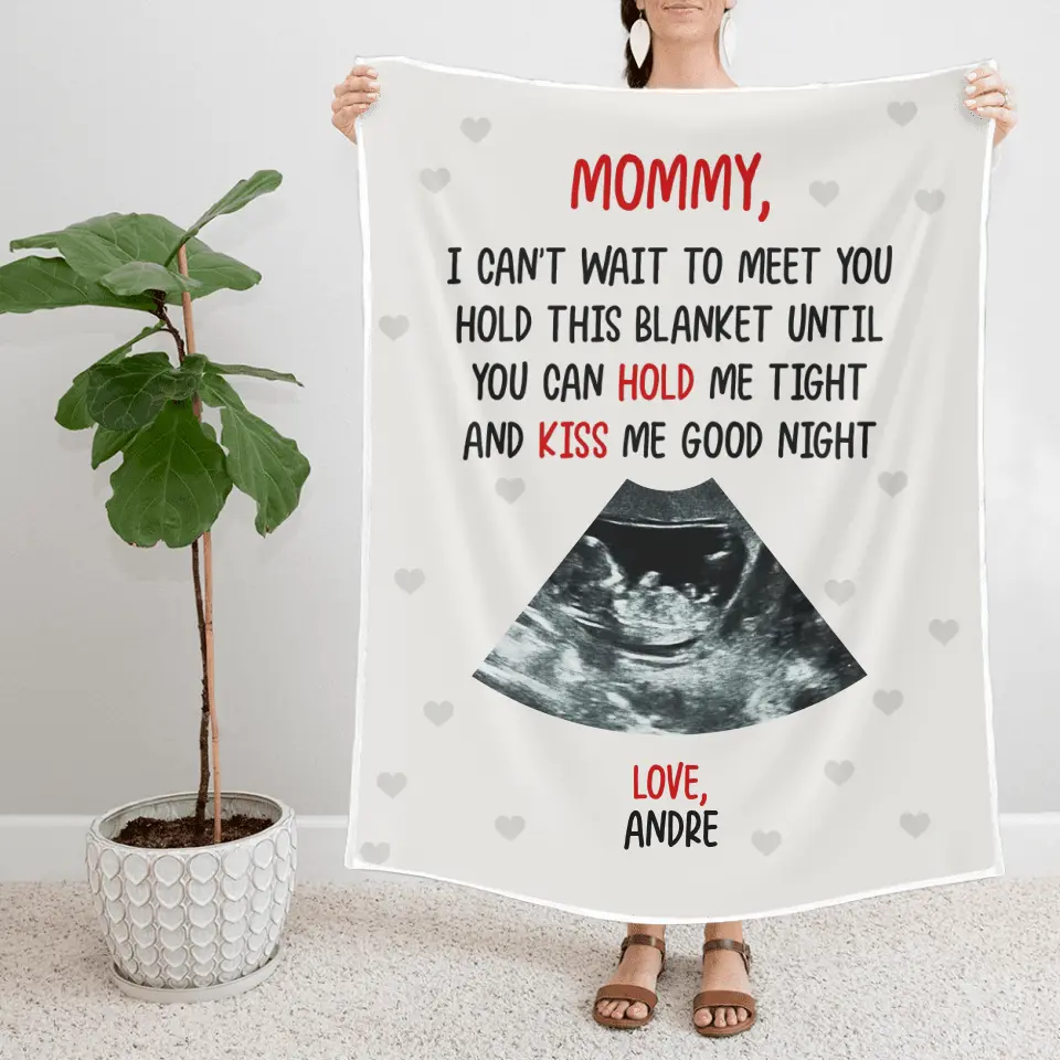 Mommy I Can't Wait To Meet You Personalized Blanket - Image 3