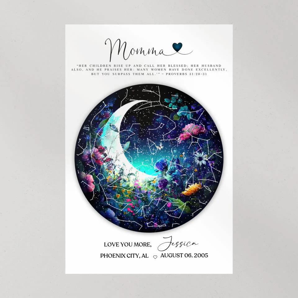 Mommy Quote Proverbs 31:28-31 Moon - Custom Canvas Poster - Mother's Day Gift - Image 10