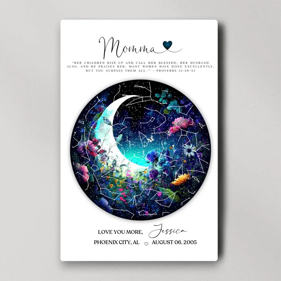 Mommy Quote Proverbs 31:28-31 Moon - Custom Canvas Poster - Mother's Day Gift - Image 4