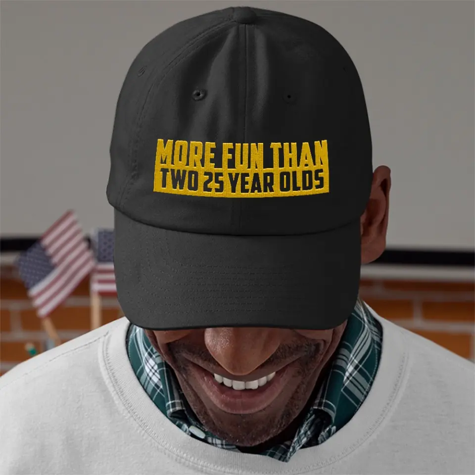 More Fun Than Two Double Age-Year-Olds Personalized Cap Birthday Gift For Dad - Image 6