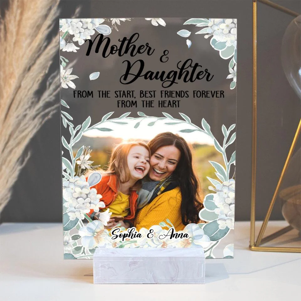 Mother Daughter Friend Forever White Flower Theme Personalized Acrylic Plaque - Image 6