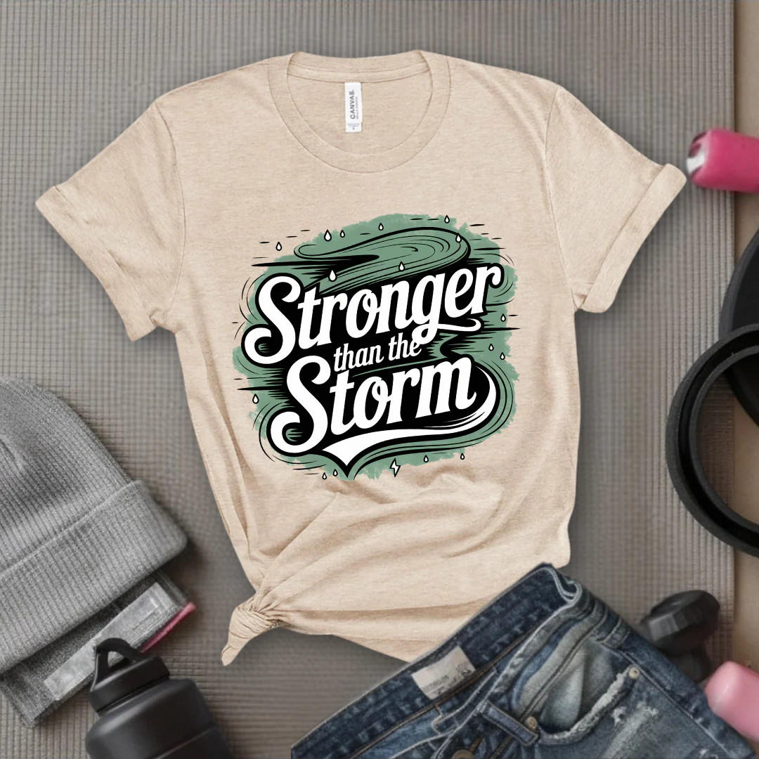 Motivational Shirt - You Are Stronger Than The Storm Tshirt - Strong Women Shirt - Girl Power Shirt - Womens Inspirational Gifts - Bella Canvas 3001 - Image 3