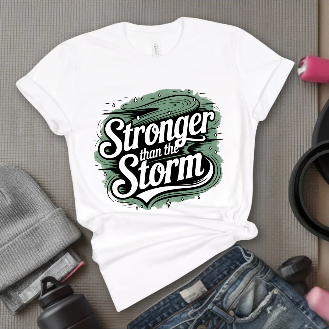Motivational Shirt - You Are Stronger Than The Storm Tshirt - Strong Women Shirt - Girl Power Shirt - Womens Inspirational Gifts - Bella Canvas 3001 - Image 4