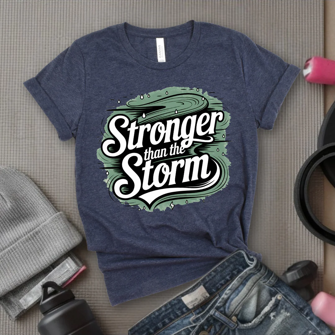 Motivational Shirt - You Are Stronger Than The Storm Tshirt - Strong Women Shirt - Girl Power Shirt - Womens Inspirational Gifts - Bella Canvas 3001 - Image 5