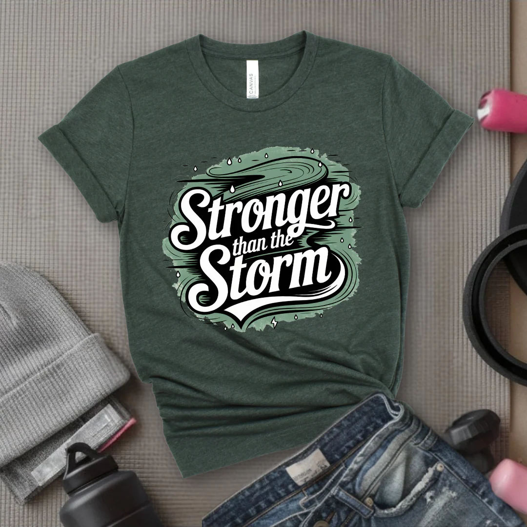 Motivational Shirt - You Are Stronger Than The Storm Tshirt - Strong Women Shirt - Girl Power Shirt - Womens Inspirational Gifts - Bella Canvas 3001 - Image 6