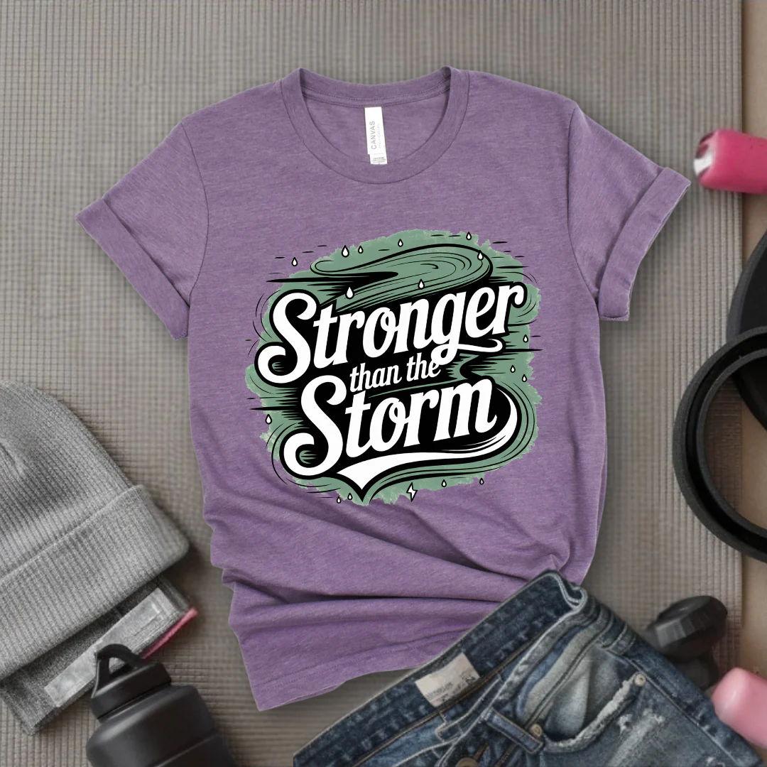 Motivational Shirt - You Are Stronger Than The Storm Tshirt - Strong Women Shirt - Girl Power Shirt - Womens Inspirational Gifts - Bella Canvas 3001 - Image 9