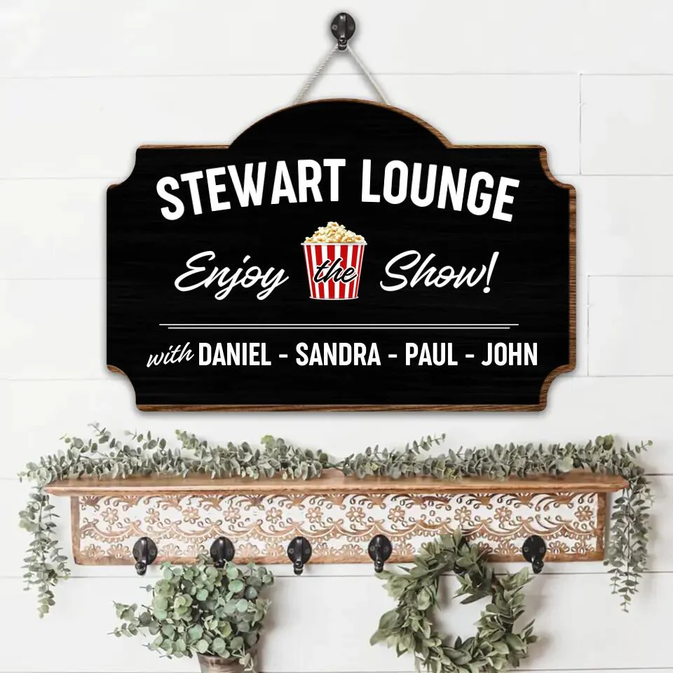 Movie Theater Decor Personalized Lounge Wooden Sign Gift For Movie Lovers - Image 2
