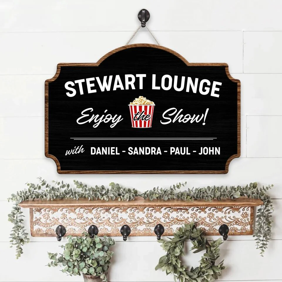 Movie Theater Decor Personalized Lounge Wooden Sign Gift For Movie Lovers - Image 3