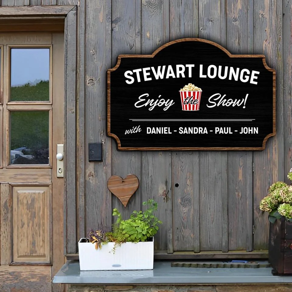 Movie Theater Decor Personalized Lounge Wooden Sign Gift For Movie Lovers - Image 4