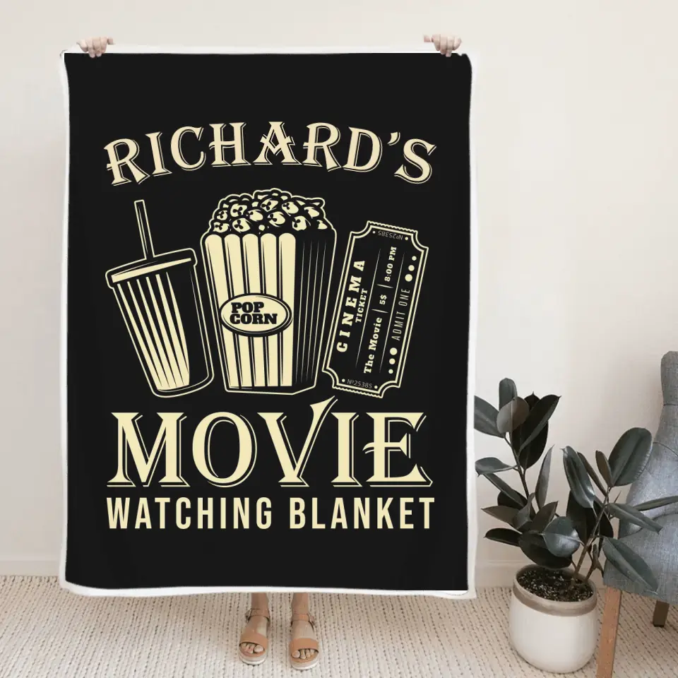 Movie Watching Blanket, Personalized Fleece Blanket, Gift For Movie Theatre Lovers 
| 311IHPLNCS1176 - Image 3