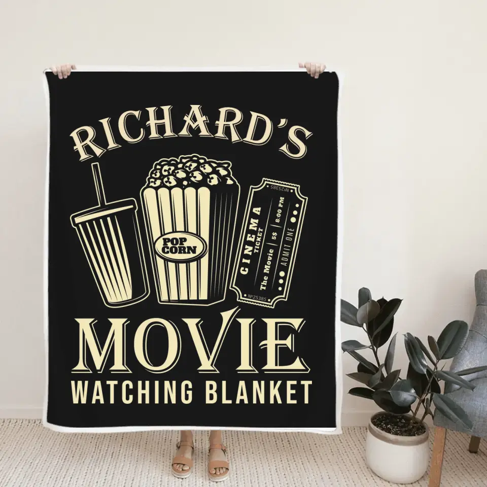 Movie Watching Blanket, Personalized Fleece Blanket, Gift For Movie Theatre Lovers 
| 311IHPLNCS1176 - Image 4
