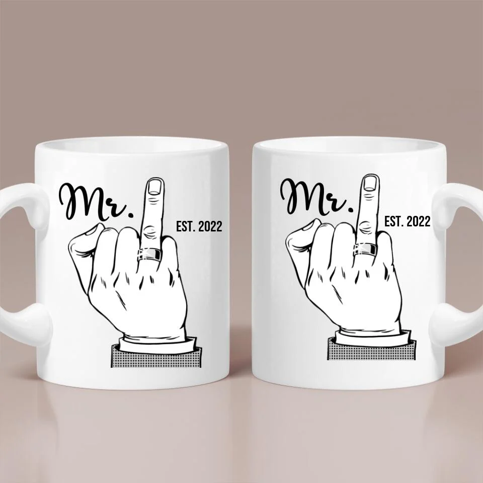 Mr And Mrs Wedding Ring Hand And Finger Custom Mug Wedding Gift