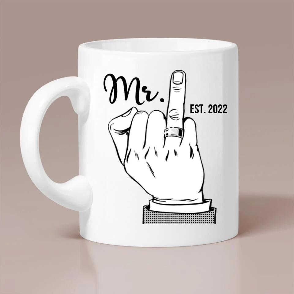 Mr And Mrs Wedding Ring Hand And Finger Custom Mug Wedding Gift - Image 2