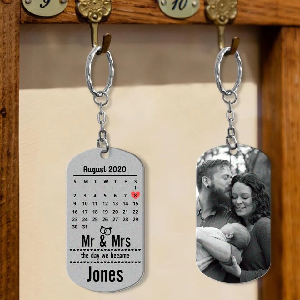 Mr & Mrs, The Day We Became  - Personalized Keychain - Gift For Wedding Anniversary - Image 4