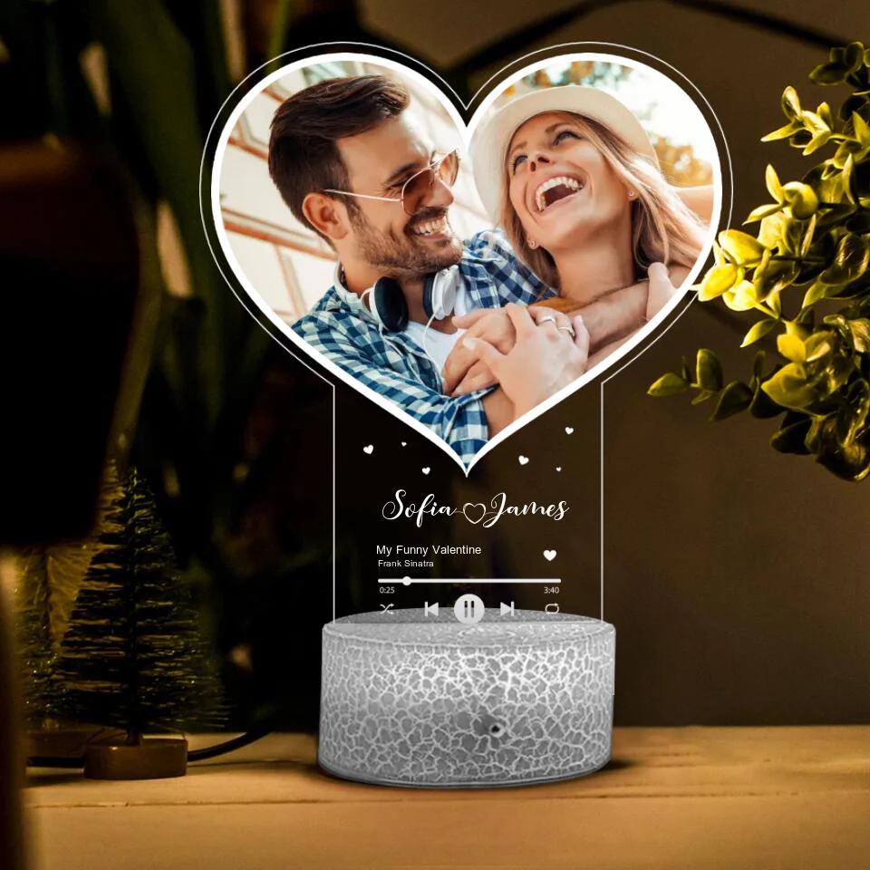 Personalized Valentine Gifts - Music Lovers Personalized 3D Led Light Gift for Couple - Image 2