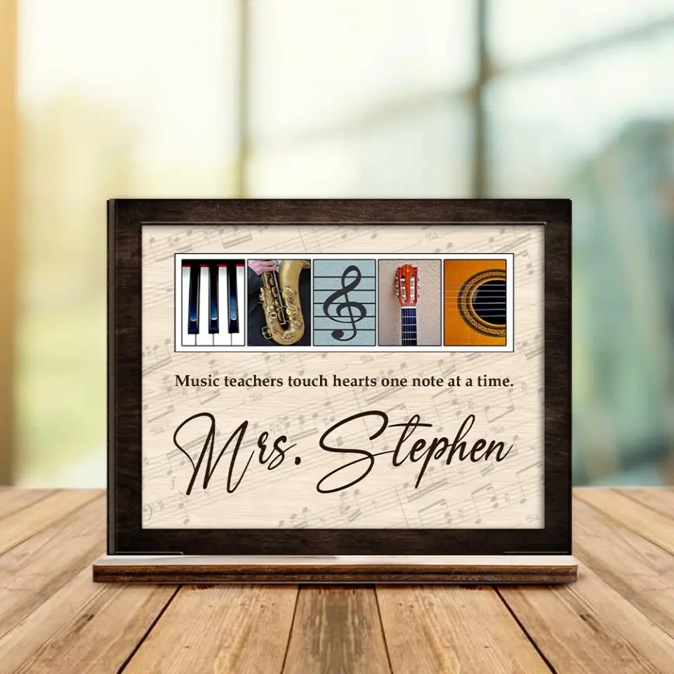Music Teachers Touch Hearts One Note At A Time - Personalized Wooden/Acrylic Plaque - Best Gift For Music Teacher - Music Instruments - Gift For Him/Her On Anniversary - 305ICNNPWP645 - Image 2
