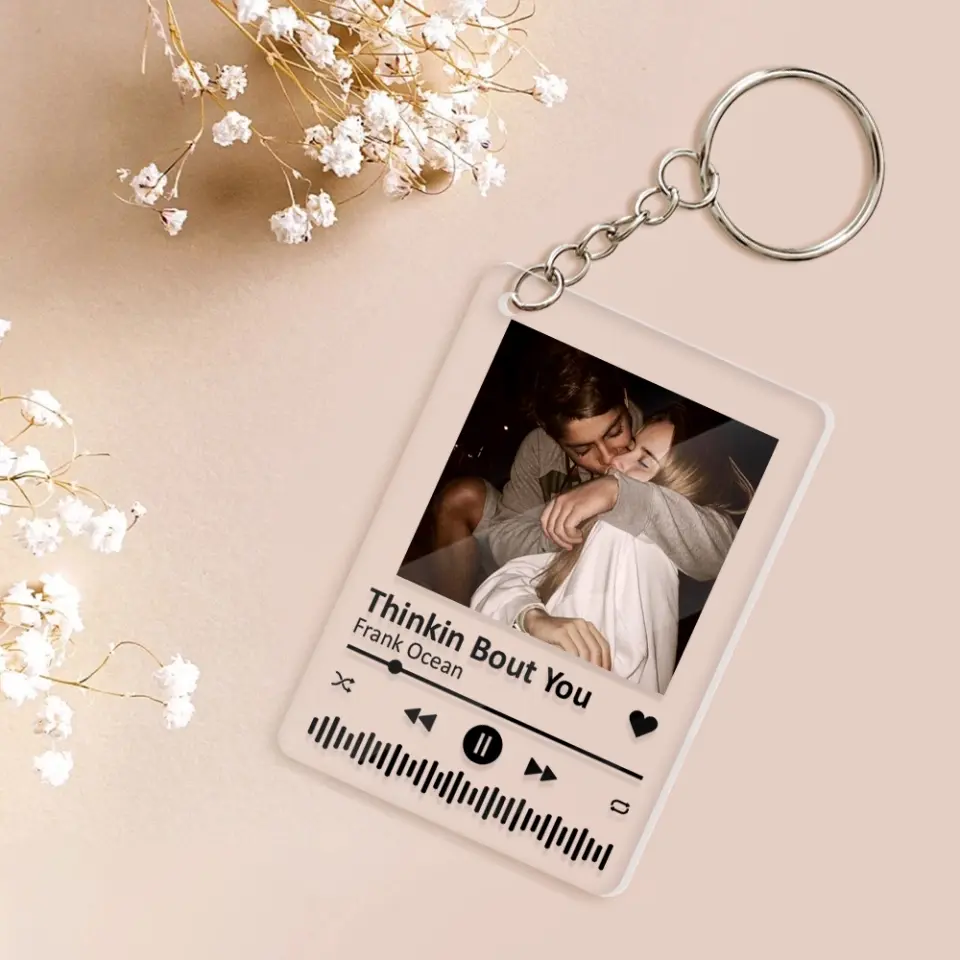 Personalized Valentine Gifts - Musical Memories in Hand - Personalized Favorite Song & Photo Keychain - Gift for Couples - Image 4