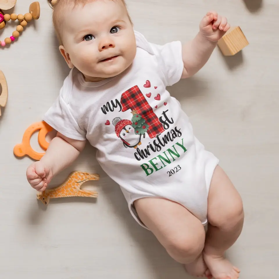 My 1st Christmas 2025 Cute Penguin Custom Babysuit Christmas Gift For Baby - Image 8