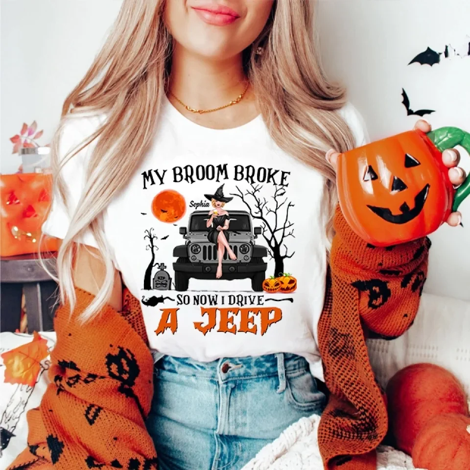 My Broom Broke So Now I Drive a Jeep - Personalized Standard T-shirt - Gift For Witch Lovers - Image 4