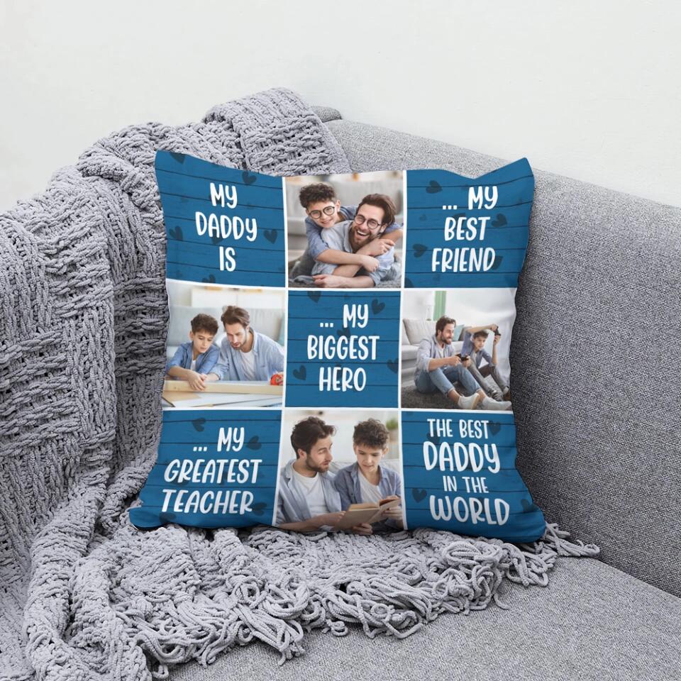 My Daddy is My Best Friend My Biggest Hero - Personalized Square Pillow - Father's Day Gift - Birthday Gift for Dad - Image 7