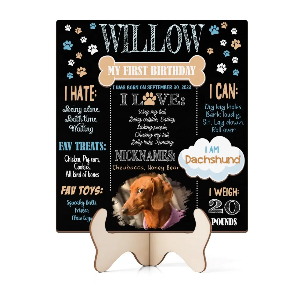 My Dog First Birthday Custom Wooden Plaque Gift For Dog Lover - Image 2