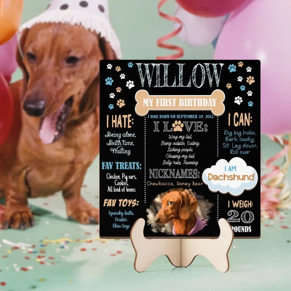 My Dog First Birthday Custom Wooden Plaque Gift For Dog Lover - Image 4