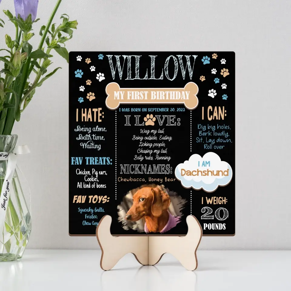 My Dog First Birthday Custom Wooden Plaque Gift For Dog Lover - Image 7