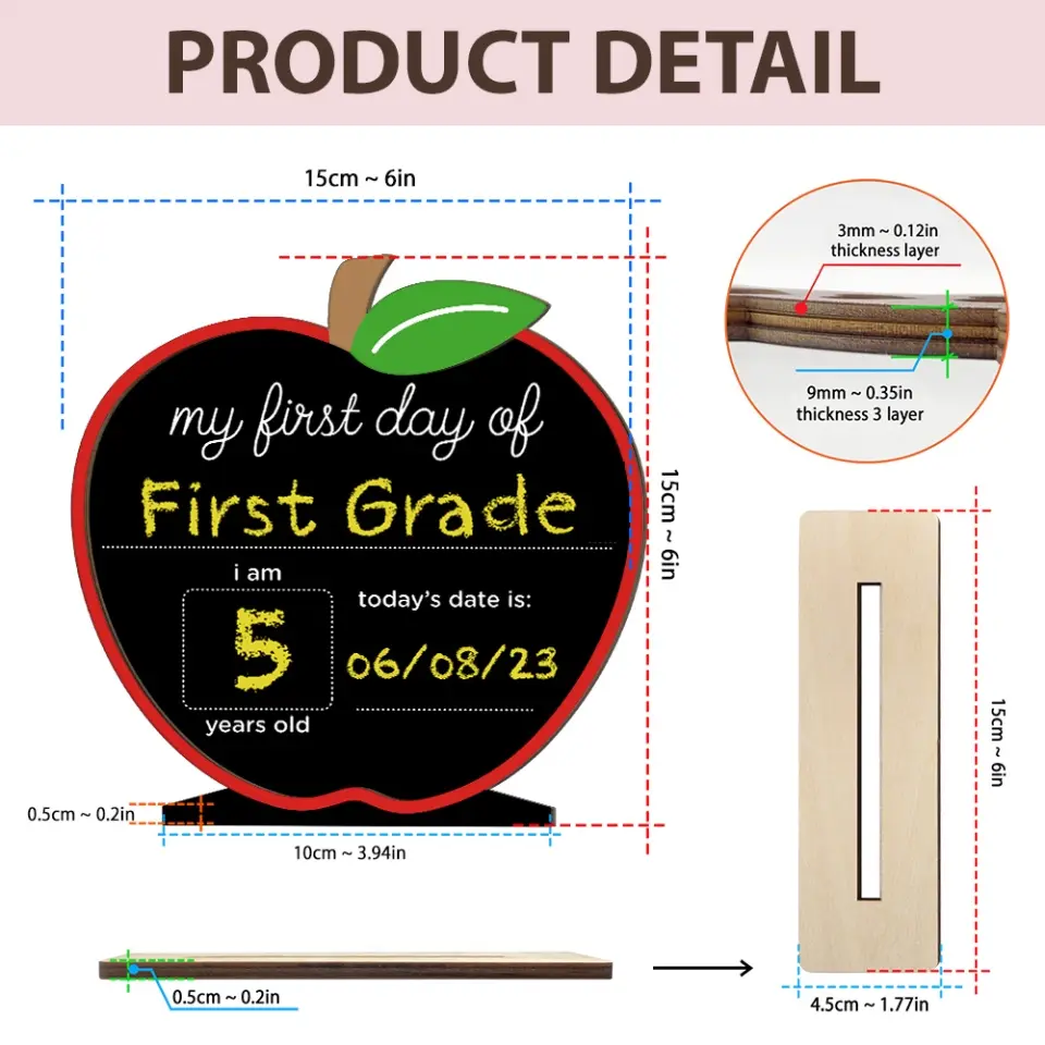 My First Day Of School - Personalized Shaped Plaque - Gift For Kids | 308IHPLNWP903 - Image 6