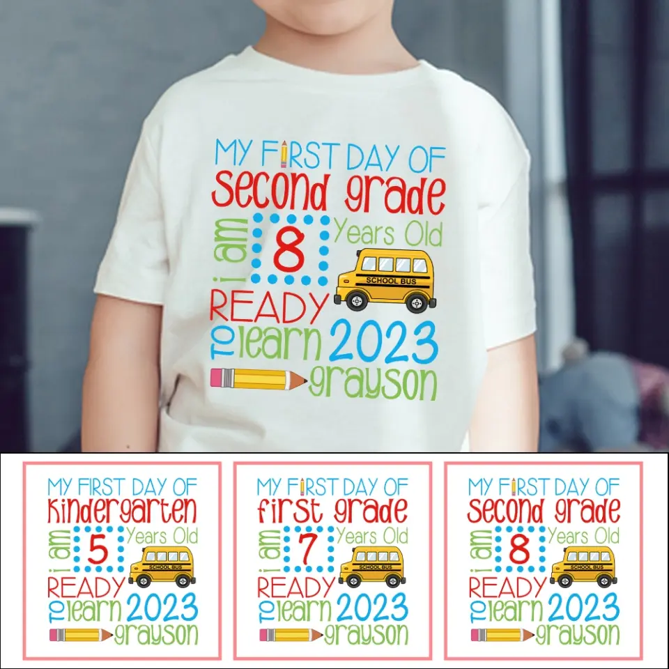 My First Day School Ready To Learn - Personalized Youth T-Shirt - Image 10