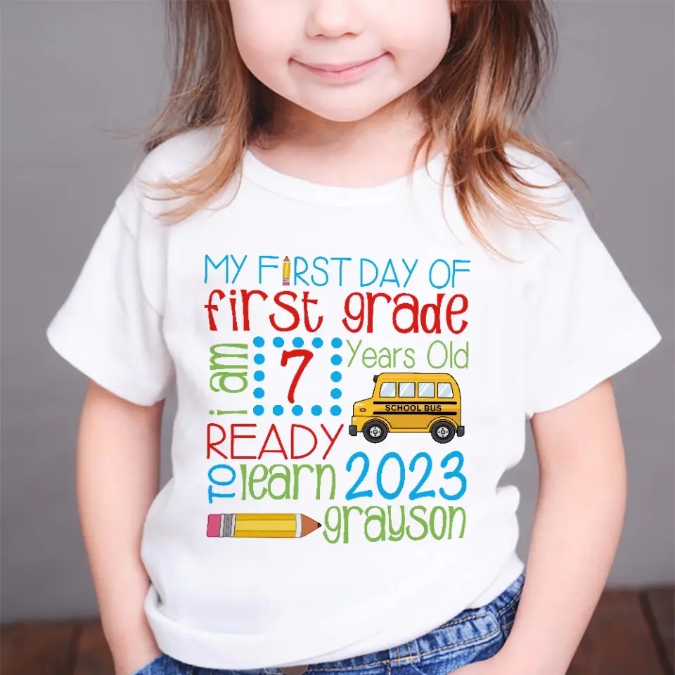 My First Day School Ready To Learn - Personalized Youth T-Shirt - Image 3