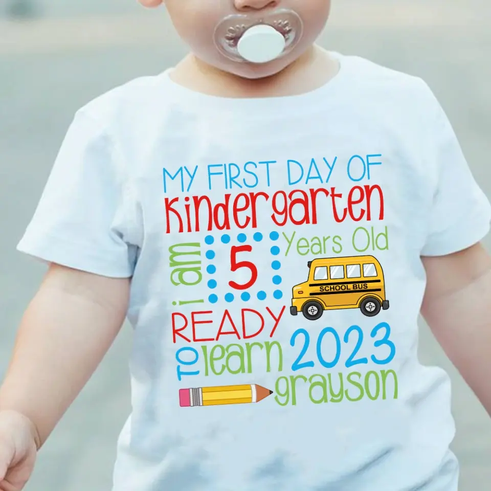 My First Day School Ready To Learn - Personalized Youth T-Shirt - Image 4