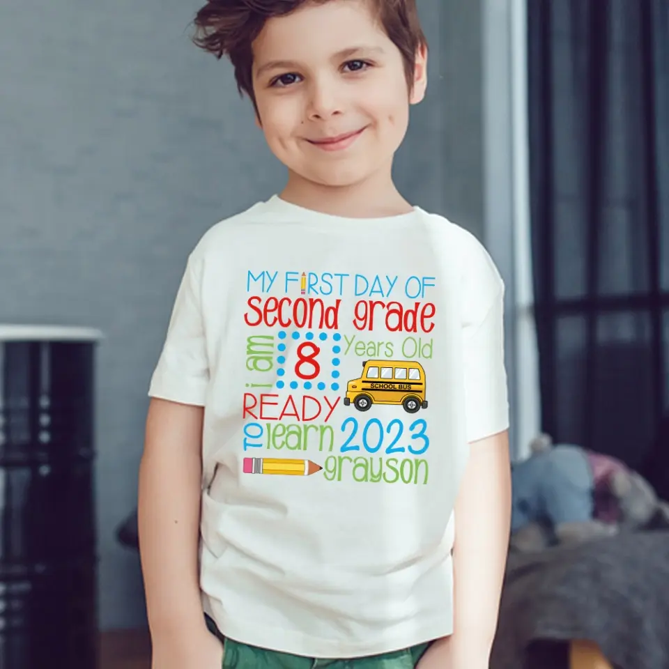 My First Day School Ready To Learn - Personalized Youth T-Shirt - Image 5