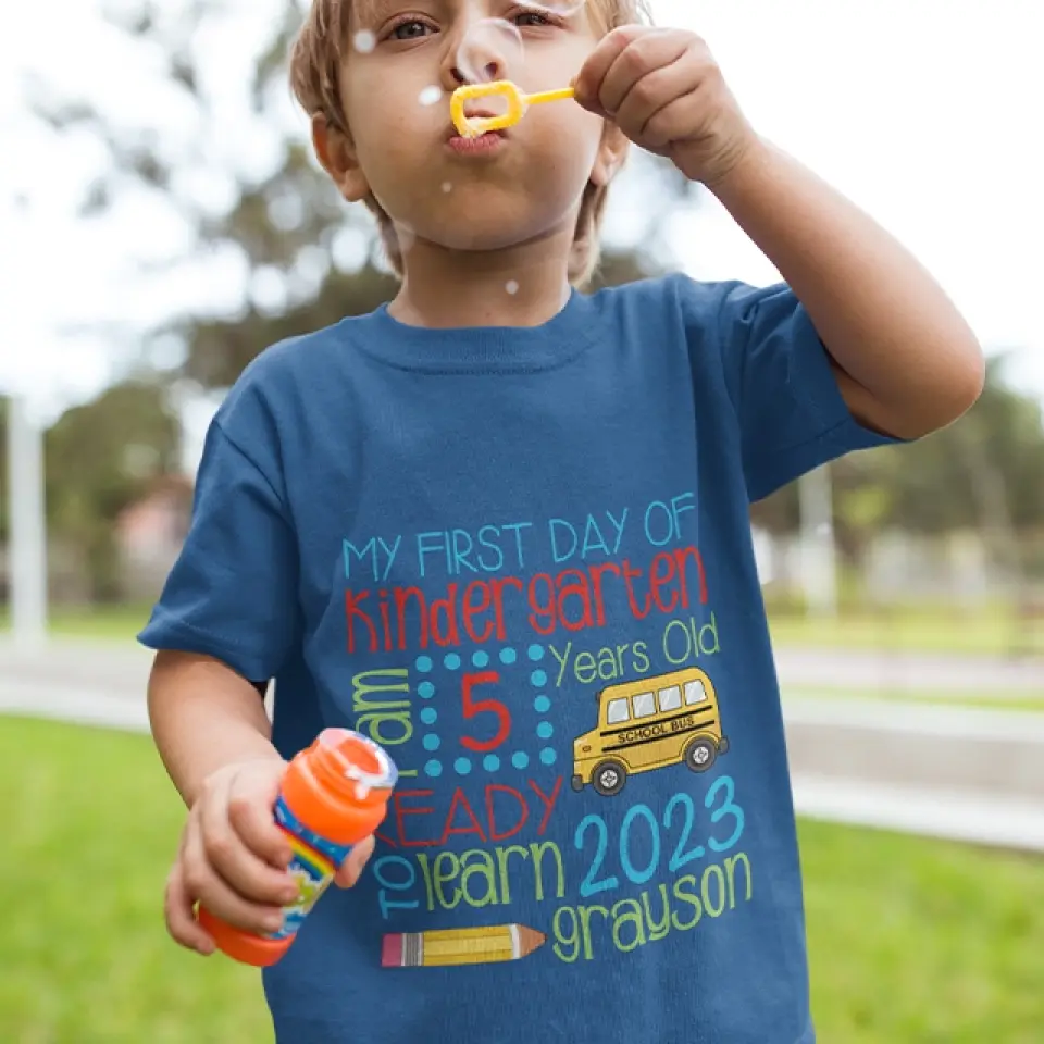 My First Day School Ready To Learn - Personalized Youth T-Shirt - Image 6