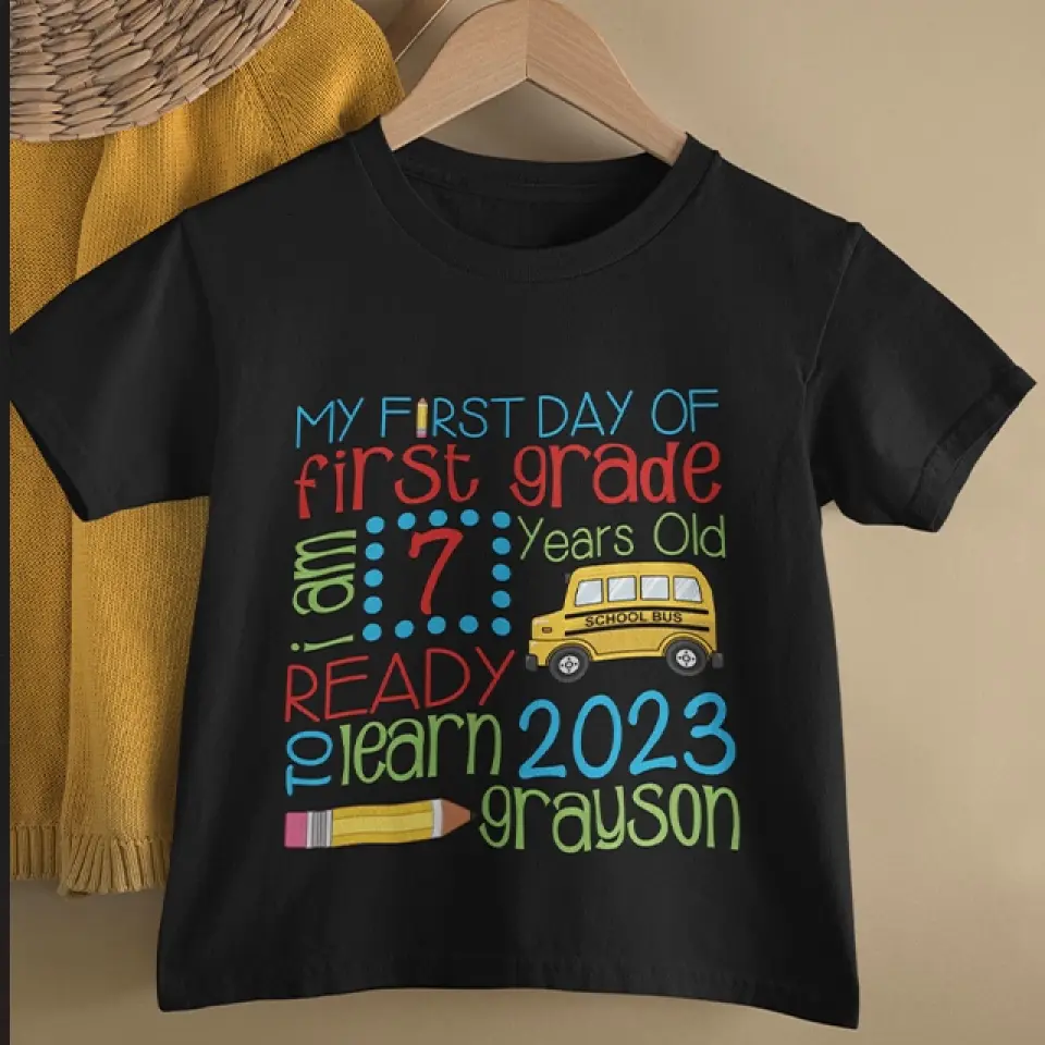 My First Day School Ready To Learn - Personalized Youth T-Shirt - Image 7