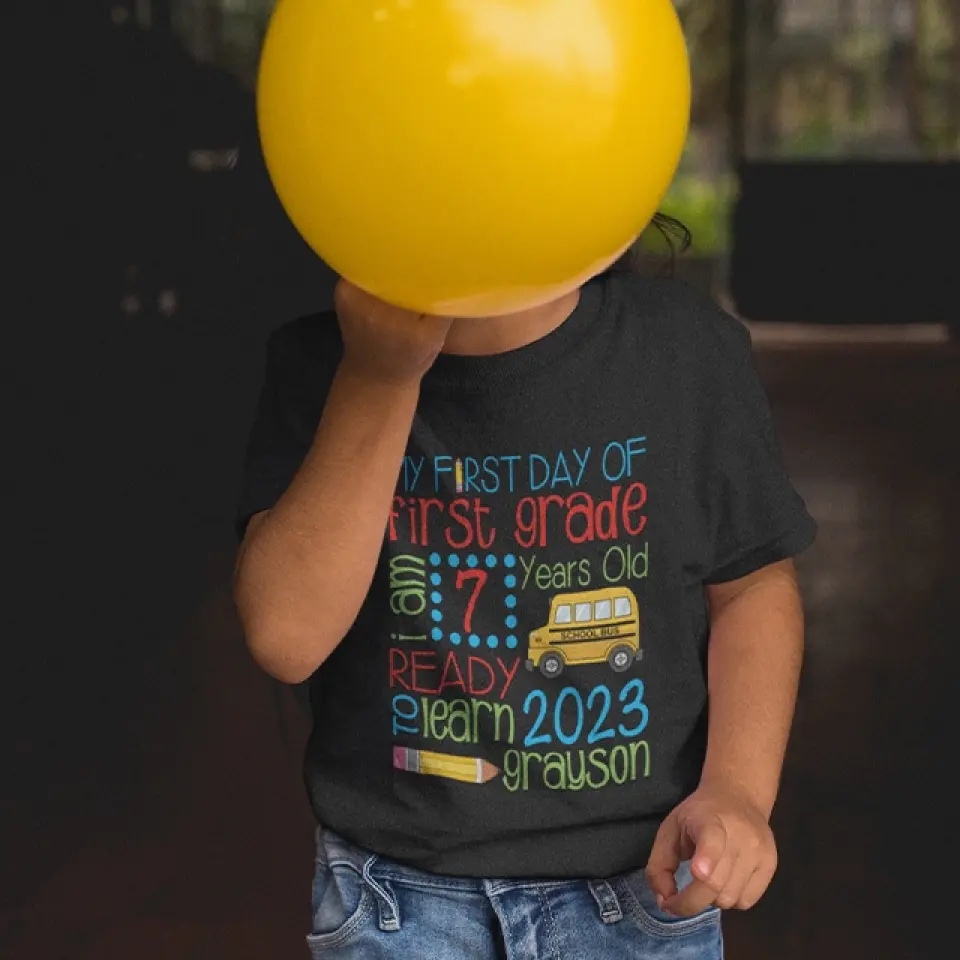 My First Day School Ready To Learn - Personalized Youth T-Shirt - Image 9