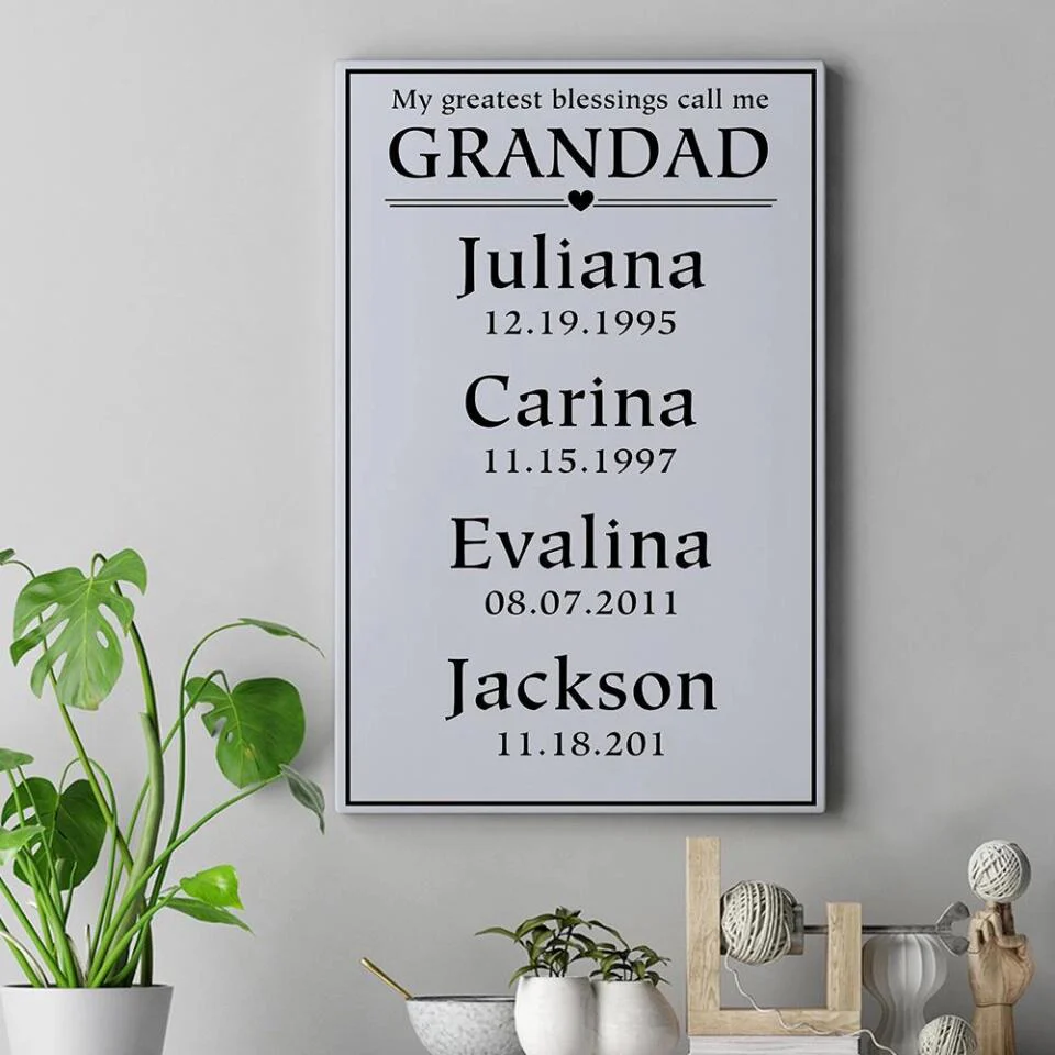My Greatest Blessings Call Me Custom Canvas Poster Birthday Gift For Grandparents - Image 4