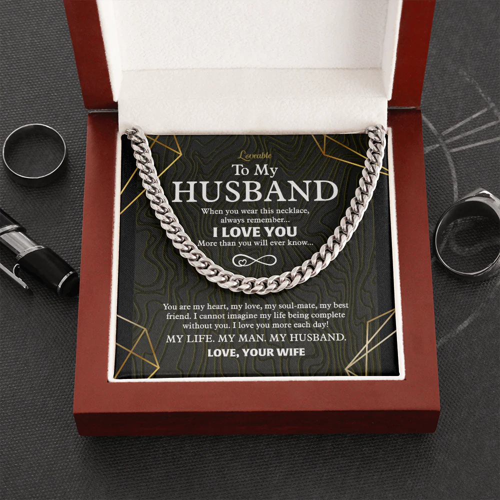 My Life, My Man, My Husband - Personalized Cuban Link Necklace - Image 5