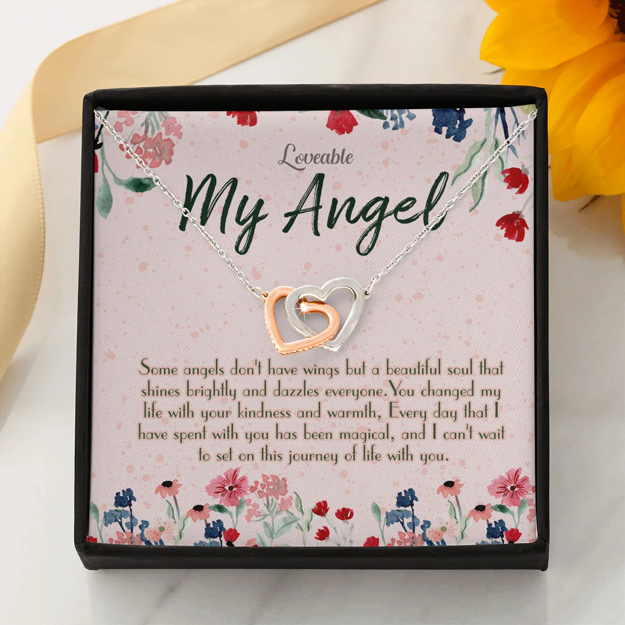 My Lovely Angel - Interlocking White Gold Necklace - Sorry Gift For Wife - Image 3