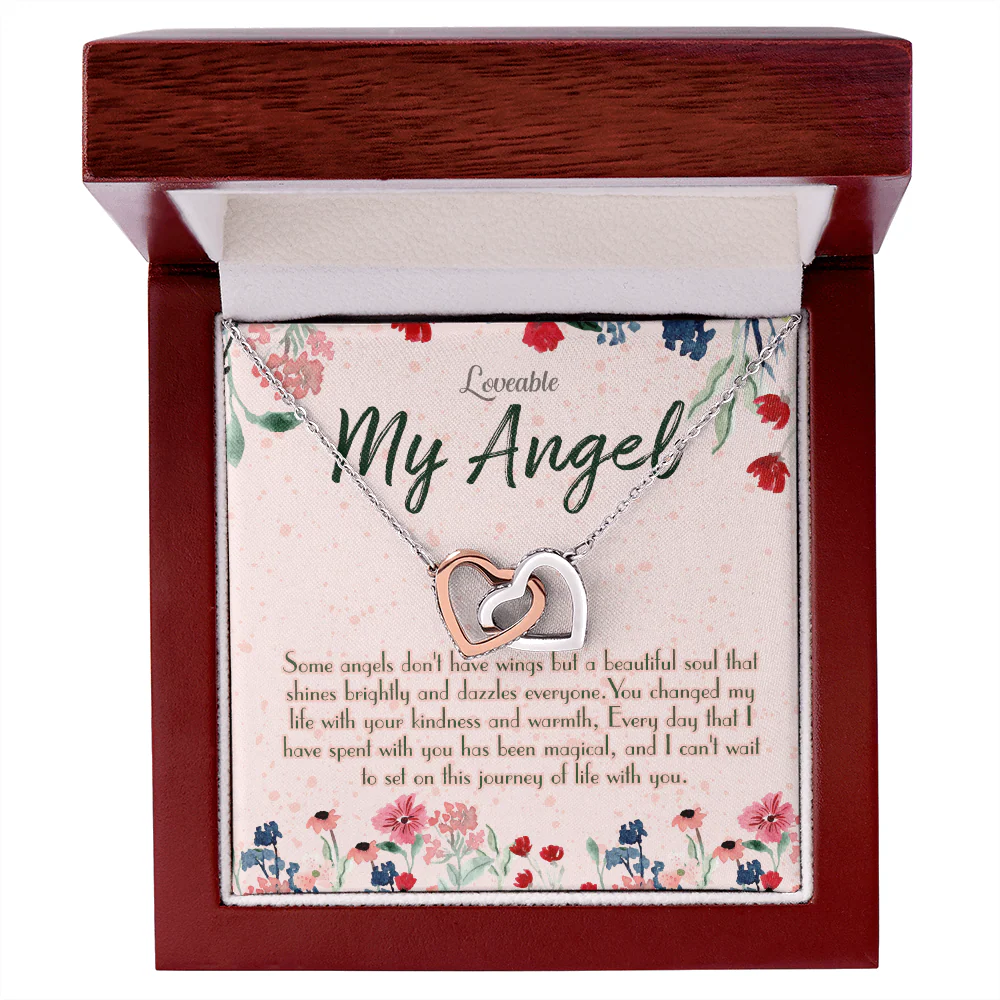 My Lovely Angel - Interlocking White Gold Necklace - Sorry Gift For Wife - Image 4