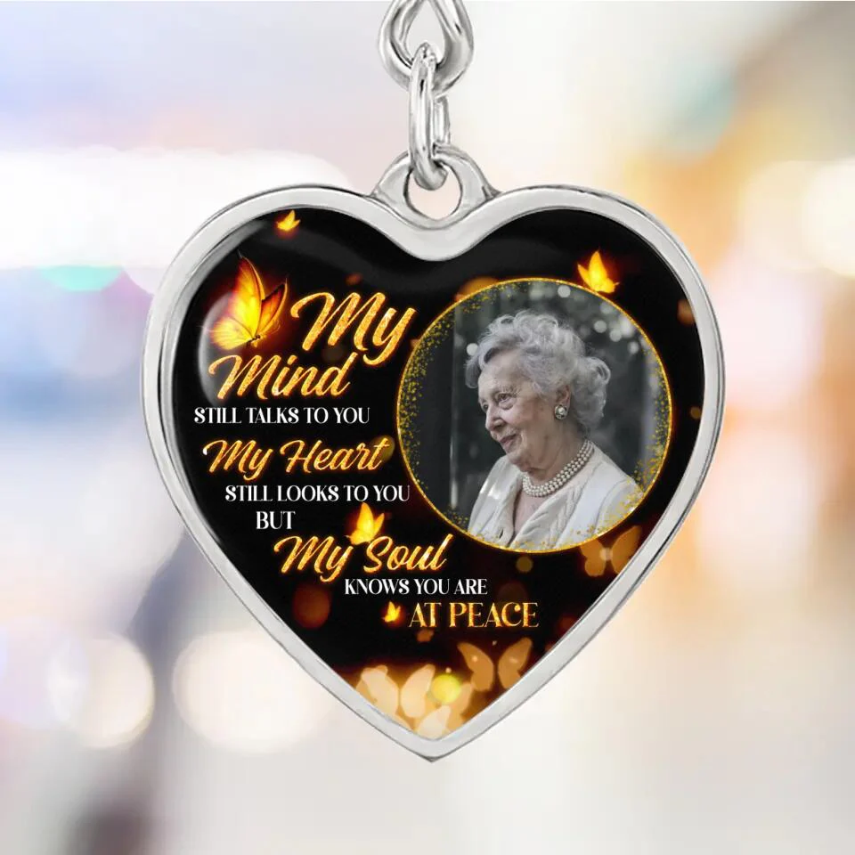 My Soul Knows You Are At Peace, Custom Photo Heart Silver Necklace, Memorial Gifts For Loss Of Familly - Image 10