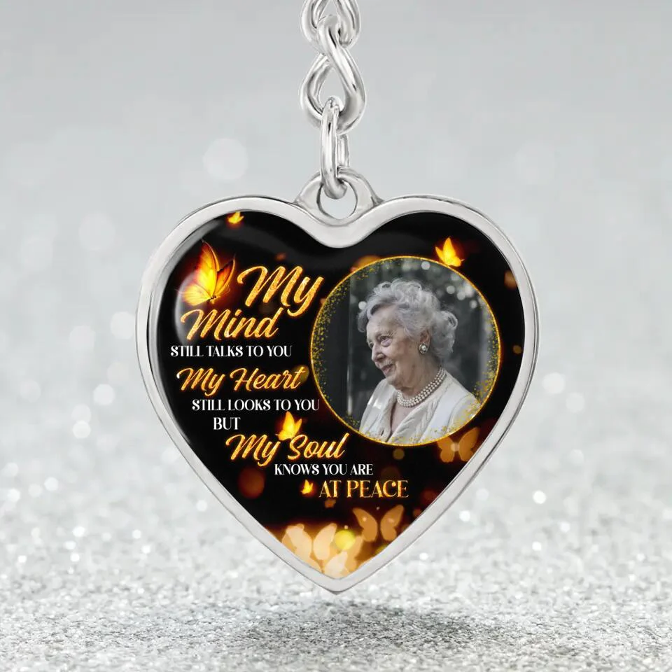 My Soul Knows You Are At Peace, Custom Photo Heart Silver Necklace, Memorial Gifts For Loss Of Familly - Image 12
